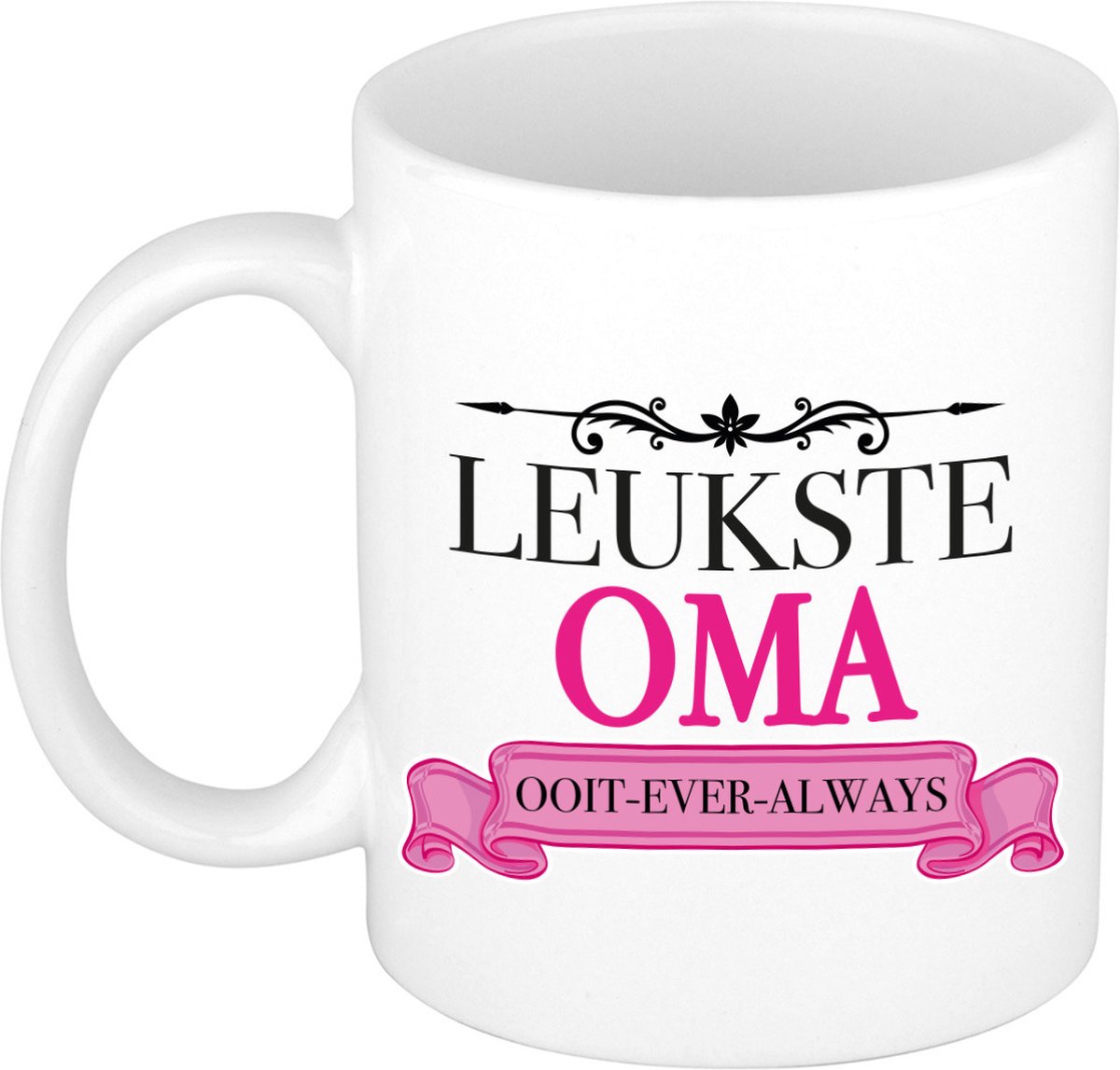 Bellatio Decorations Verjaardag cadeau mok - roze - leukste oma ooit - 300 ml - keramiek