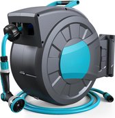 Bol.com Tuinslangbox wandmontage 35 + 2 m met oprolmechanisme 180 graden draaibaar 10 functies sproeimondstuk flexibele irrigati... aanbieding