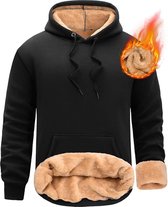 Heren Hoodies Fleece Hoodie Sweatshirt Lange Mouw Sherpa Gevoerde Hooded Jas Thermische Winter Warme Pullover Tops met Zakken Casual Trekkoord Hoodie Jumper voor Mannen
