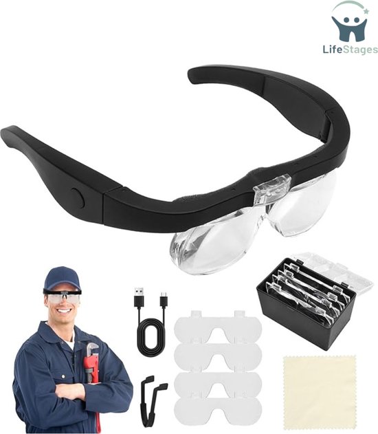 VISION AID 30 x handvergrootglas met 21 ledlampjes voor munten, sieraden, knutselen, hobby, 40 x hand- of staande loep voor senioren, lezen, horlogereparatie, solderen, naaiwerk