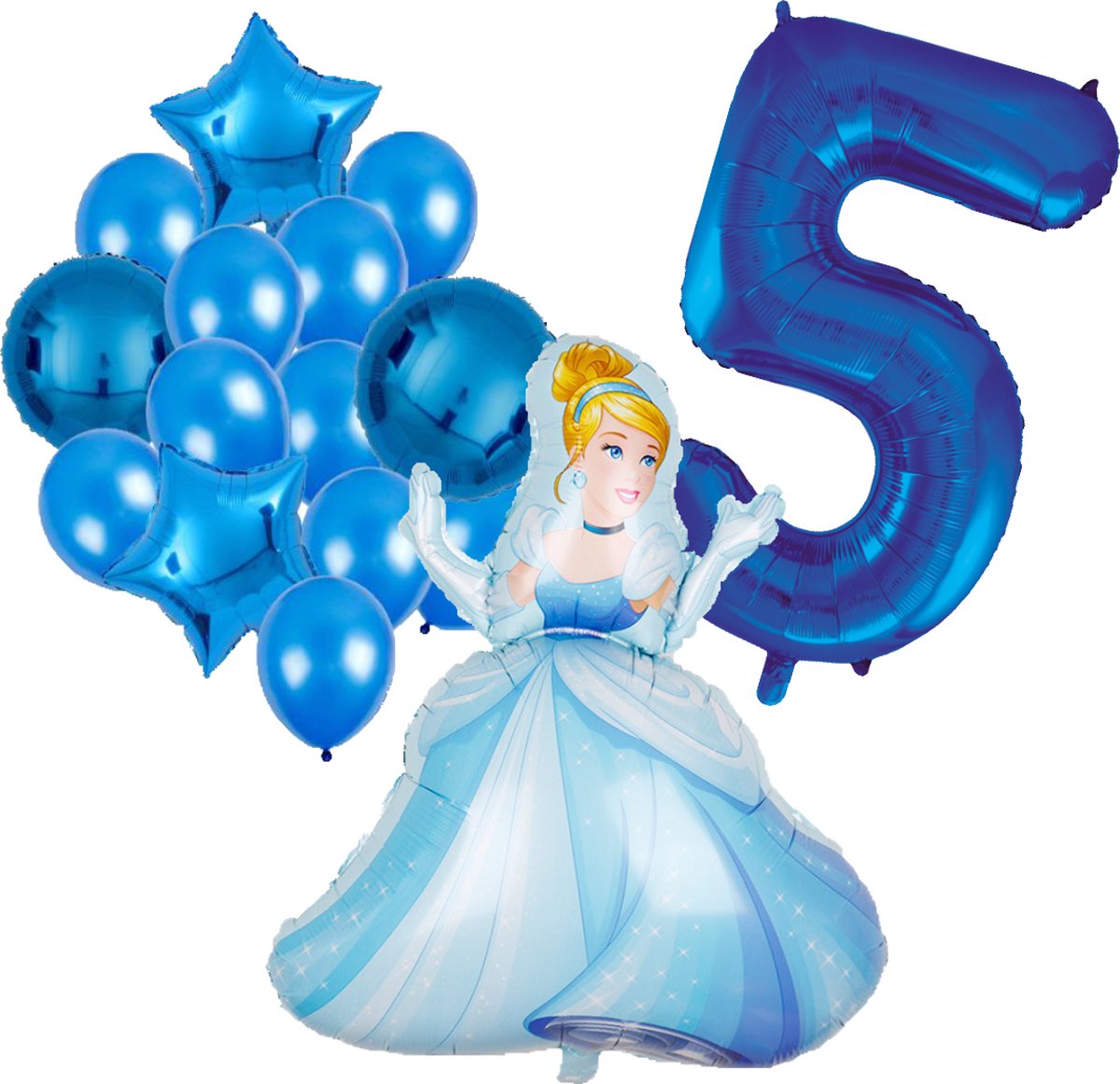 Assepoester ballonnen pakket - 92x67cm - Folie Ballon - Prinses - Themafeest - 5 jaar - Verjaardag - Ballonnen - Versiering - Helium ballon