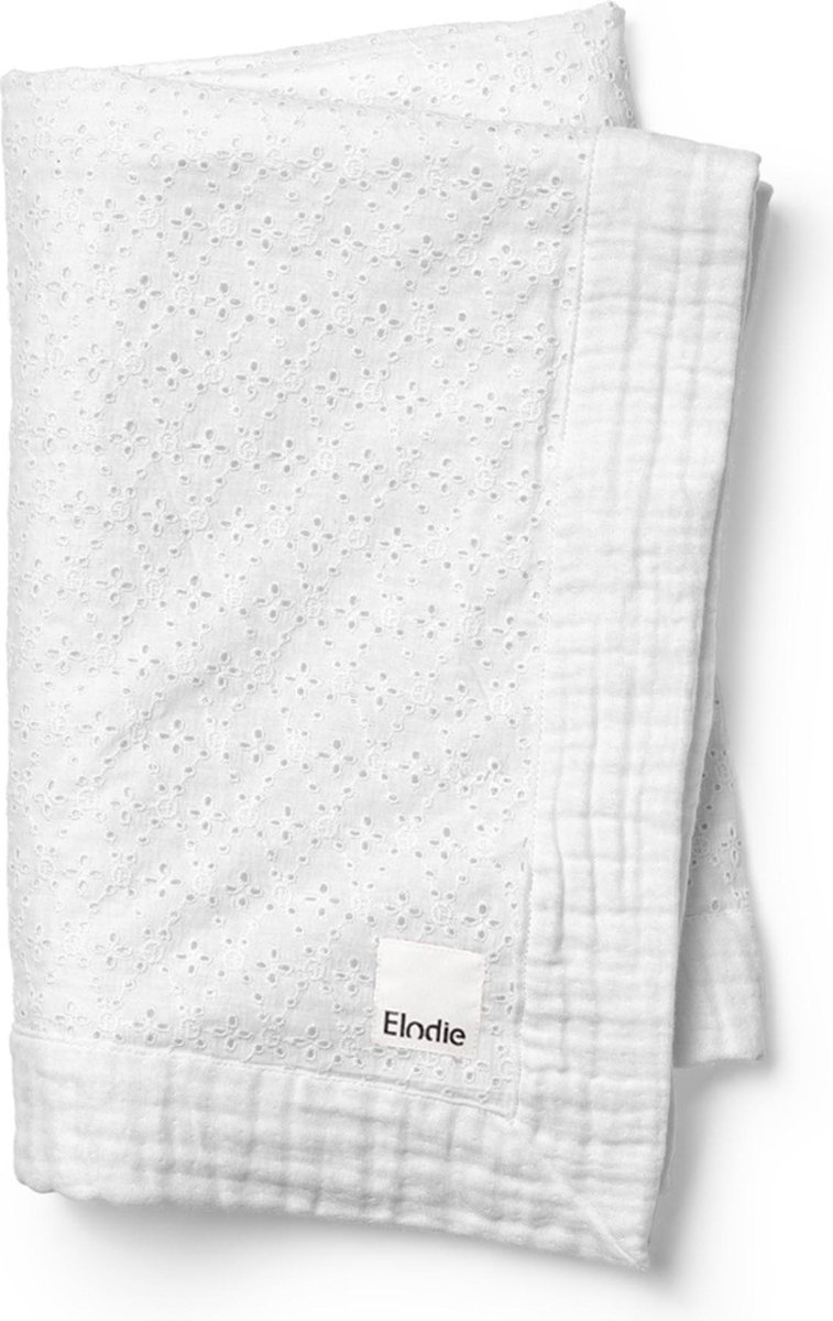 Elodie Hydrofiel Baby Deken - Baby dekentje - Baby deken - Wiegdeken - Deken 75x100 cm - Embroidery Anglaise