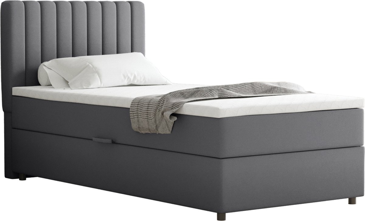 Boxspring Everest 90 x 200 cm tweepersoons met hoogwaardige Bonell-matras en topper