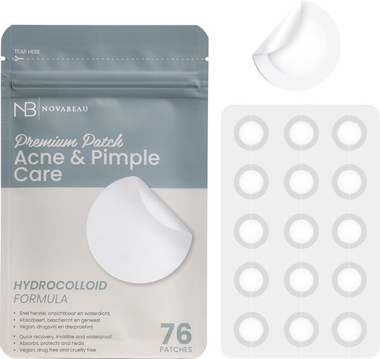 Novabeau Premium Koreaanse Hydrocolloïde Pimple Patches - Acne Patches - Korean Skincare - Huidreiniger - Acneverzorging - 2 Formaten - Ultra Transparant Met Beveled-Edge Technologie - Ideaal Voor Snelle Genezing Van Puistjes