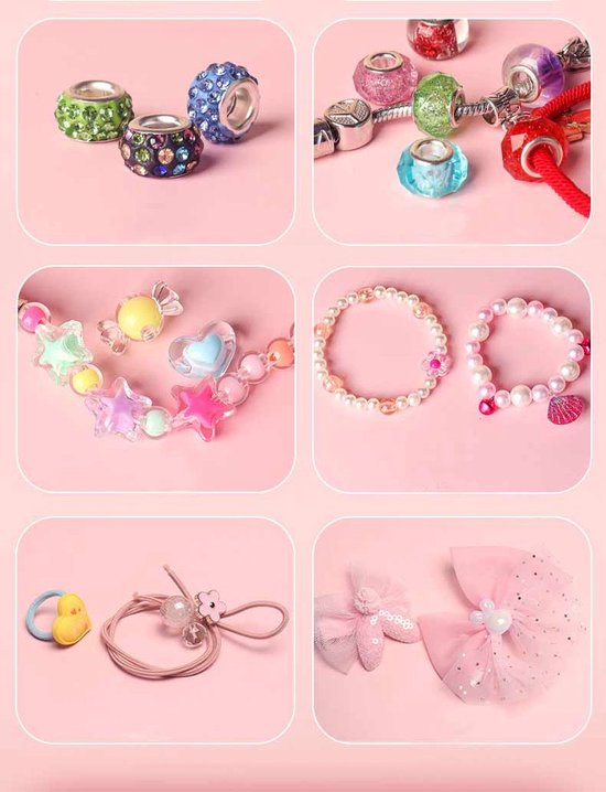 Kit de fabrication de bijoux - 1 500 pièces - Kit de perles - Bracelets pour filles - Créez vos propres Bijoux pour enfants - Kit de bracelets à breloques - Bijoux, loisirs créatifs et jouets pour enfants (5-12 ans)