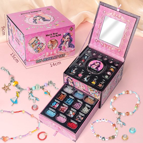Kit de fabrication de bijoux - 1 500 pièces - Kit de perles - Bracelets pour filles - Créez vos propres Bijoux pour enfants - Kit de bracelets à breloques - Bijoux, loisirs créatifs et jouets pour enfants (5-12 ans)