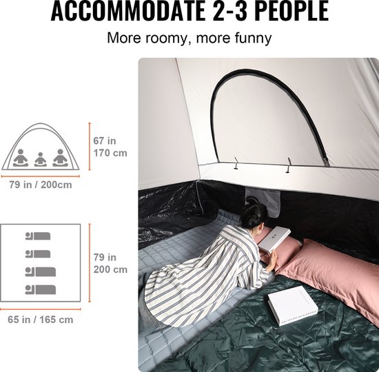 VEVOR Daktent Vrachtwagentent 200 x 165 x 170 cm, dubbellaagse tent Buiten Pickup Truck Tent Truck Bed Tent Outdoor Familie Camping Reizen Autotent, Waterdichte Autodaktent Achtertent Draagtas van Merkloos — afbeelding 5
