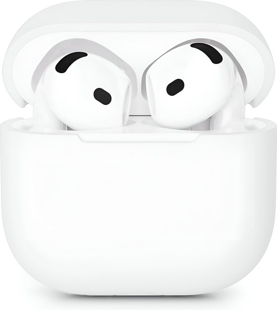 Studio Air Hoesje geschikt voor Airpods 4 - Schokbestendige Siliconen Case - Wit
