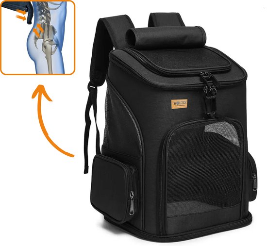 Voltix Pets, Households & Comfort - Premium Hondenrugzak - Incl. Speeltje & Rugkussen - Ergonomisch Ontwerp - Katten Rugzak Transport - Draagtas Hond - Draagzak Hond - Reistas Kat - Hondentas - Tot 8kg - Waterdicht