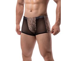 LekkerStout Luipaard Boxershort - Mesh - Bruin - Sexy Herenlingerie | XL | ( LS271 )