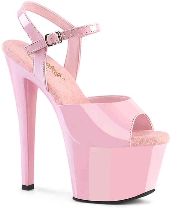 Sandales À Talons Roses Métalliques À Brides Fines Et Détail Fleur En