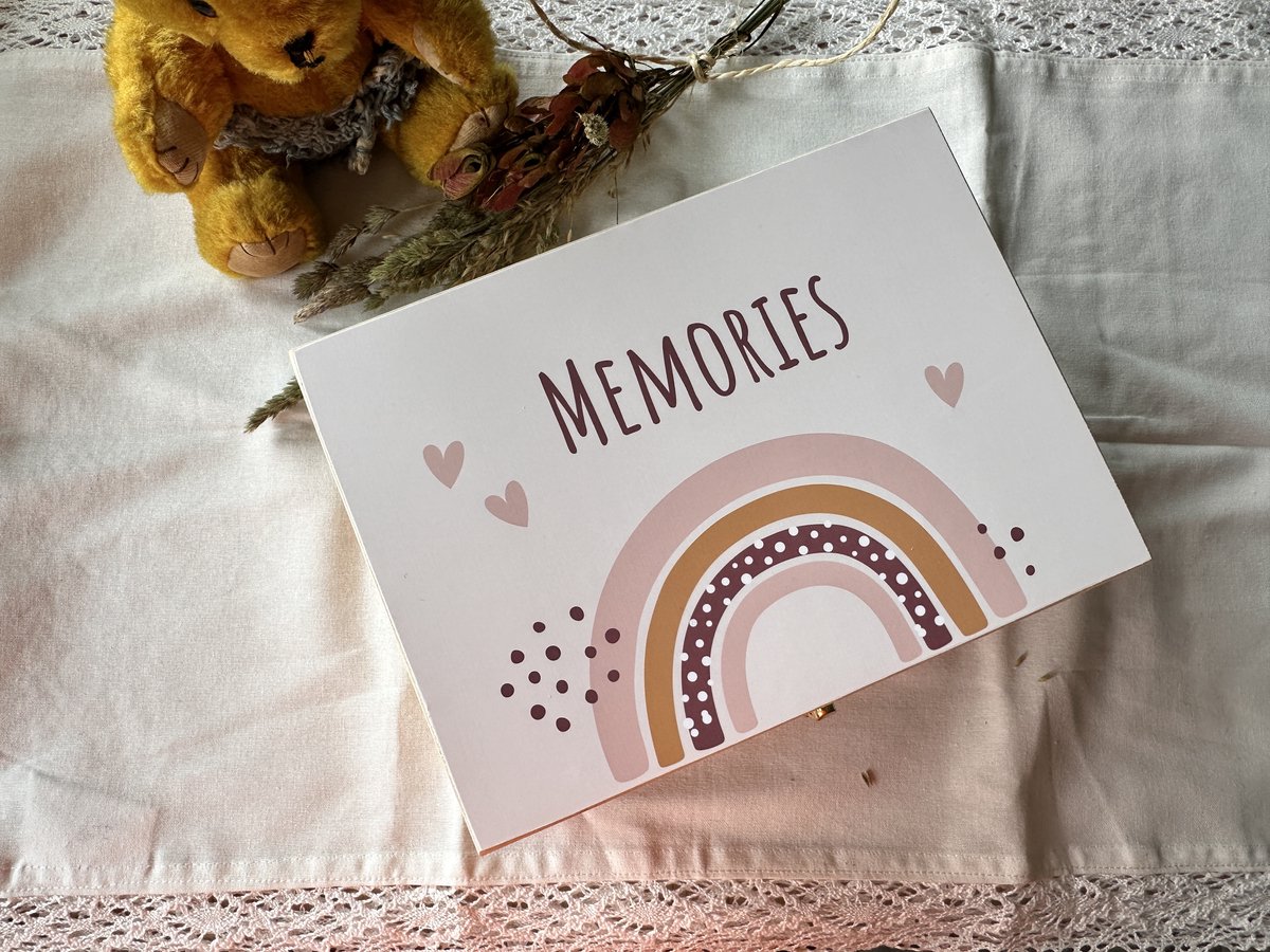 Memories box - Bewaar box - Opberg box - Regenboog - Geschenk - Afscheid & Troost AF1884