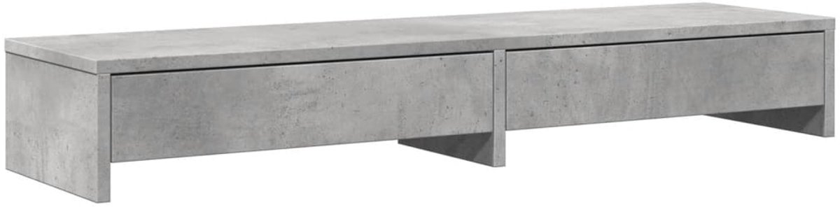 vidaXL - Monitorstandaard - met - lades - 100x27x15 - cm - bewerkt - hout - betongrijs