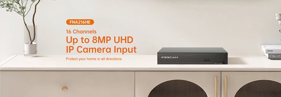 Foscam FNA216HE - 16-kanaals 8MP - 4K - Netwerk Video Recorder - Zwart van Foscam — afbeelding 2