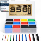 BAURIX® Krimpkousen Assortiment 850 Stuks | 2:1 krimpverhouding | Waterdichte Krimpkous met hete lijm binnenlaag | Waterbestendige afdichting IP67 | Lengte per Isoleerbuis 45 mm - Krimpkous zwart - Krimpsok