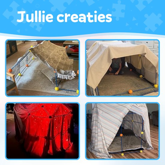 Fort Bouwpakket XL met 122 Onderdelen - Incl. Opbergzak & E-book - Constructiespeelgoed - Speeltent - Educatief Speelgoed - Bouwspeelgoed - Hut Bouwen