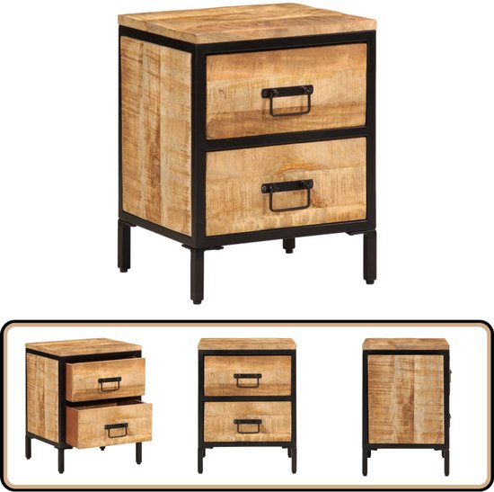 Nachtkastje 40x35x40 cm massief ruw mangohout | -nl