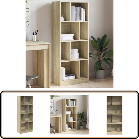 Boekenkast met deuren Sonoma eiken 76,5x30x154,5 cm bewerkt hout kopen