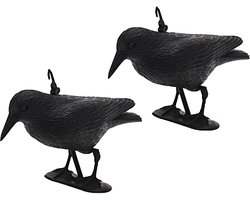 Bellatio design Duivenverjager Kraai - 2x - 35,5 cm - kunststof - vogelverjager raaf - vogelverschrikker