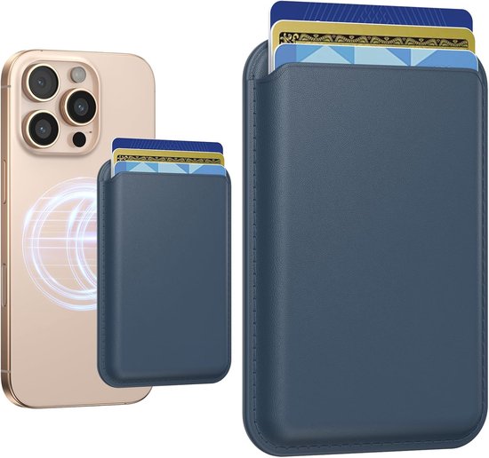 Casemania Portemonnee Pasjeshouder - Blauw - Telefoon Card Wallet Geschikt voor MagSafe - Magnetische Kaarthouder Geschikt voor iPhone 12/13/14/15/16/Plus/Pro/Pro Max