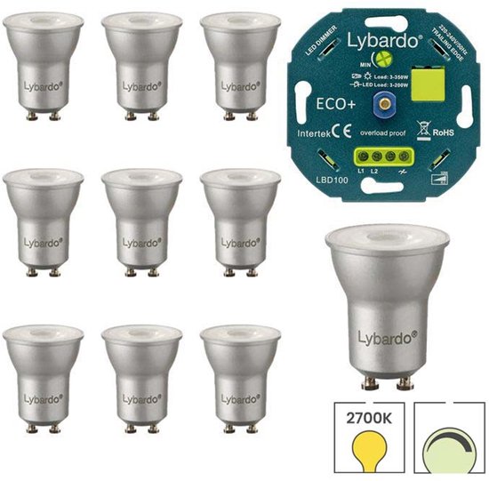 Dimbare GU10 LED lamp met dimmer set