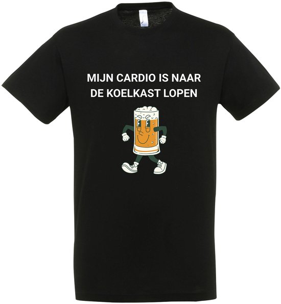 Mon cardio marche jusqu'au koelkast T-shirt - T-shirt Bières - CraftBeer - Bière - Santé - Hommes - Textes et phrases drôles pour une fête de boisson - Idée cadeau pour un paquet de bière - Taille XL