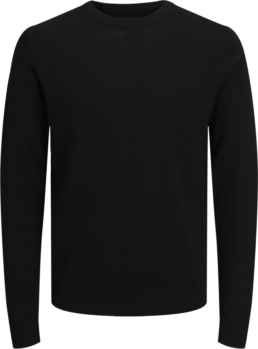 JACK & JONES Mark merino knit crew neck slim fit - heren pullover wol met O-hals - zwart