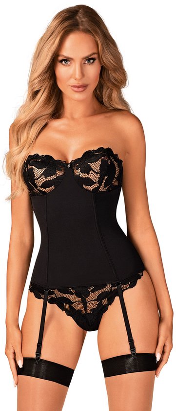 Obsessive - Editya Somptueux corset avec jarretelles - Noir