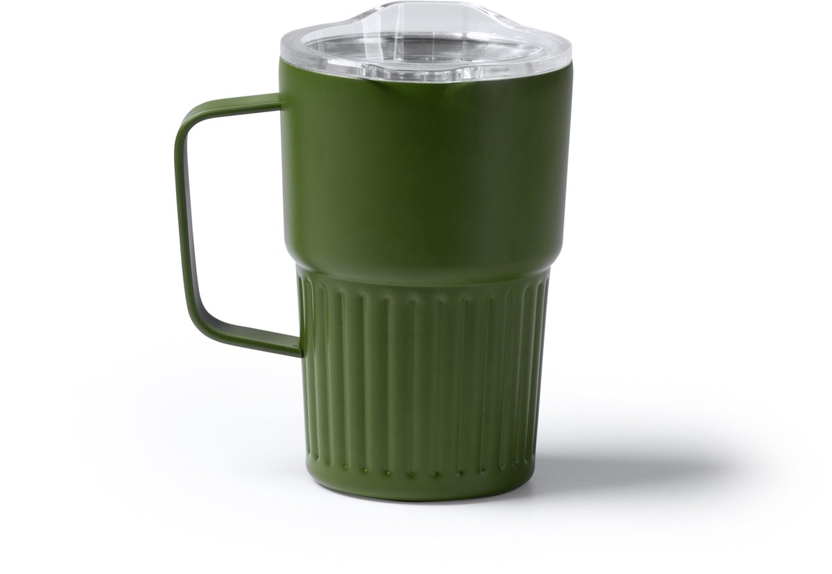 Stamina - Retro - 450ml - Groen - Gerecyclede 304 RVS Thermosbeker met Handvat - Drinkbeker To Go - Tumbler - Mug - Thermosbeker - Thermosfles - Thermoskan - Drinkfles - Geschikt voor warme en kouden dranken