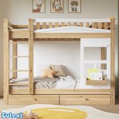 Bol.com Gutent Kinderstapelbed - met Relingen - Twee laden - den + MDF - Wit + Naturel - 90x200 cm - Geen matras aanbieding