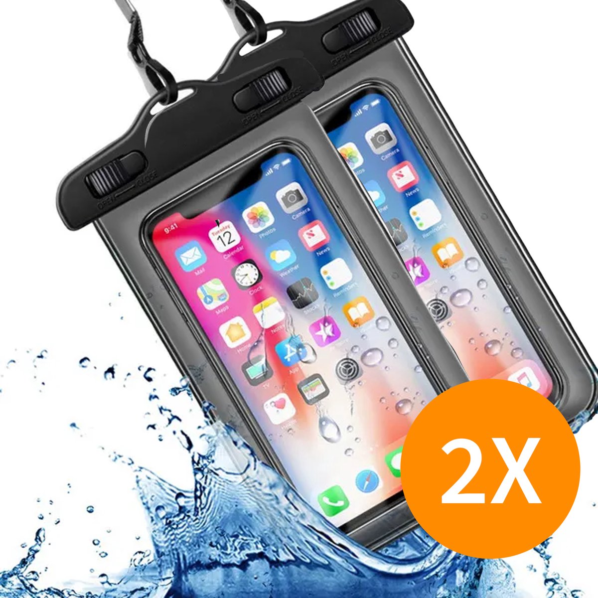 WoonWonder Waterdichte telefoonhoesjes - Drybag Set van 2 stuks - Onderwater Hoesje Telefoon voor Alle Telefoons - Waterdicht telefoonhoesje WoonWonder