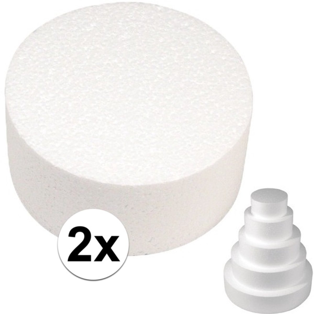 Rayher Piepschuim vormen schijf - 2x - 30 cm breed en 7 cm hoog - wit - knutselen - taartschijf - cirkel
