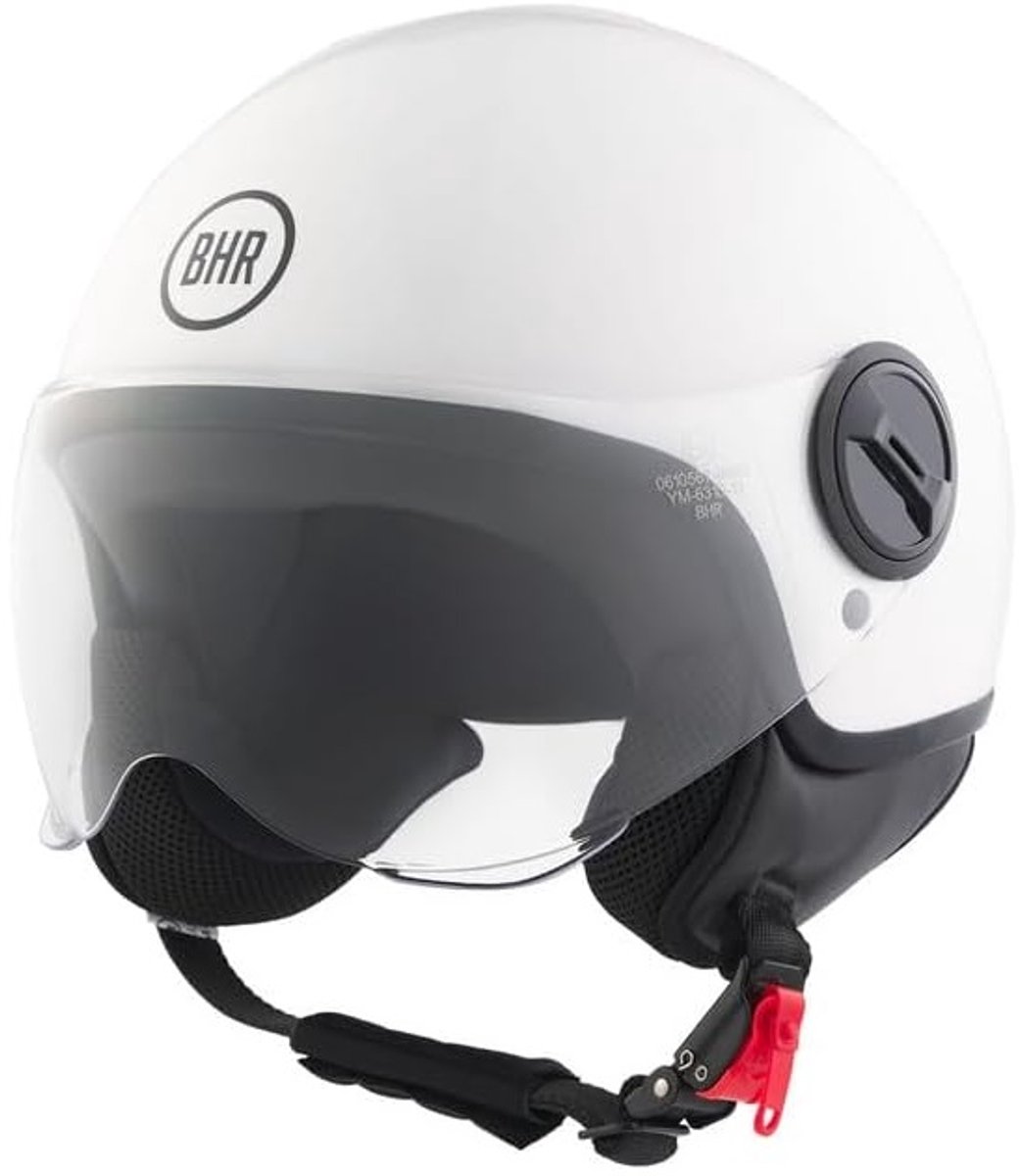 BHR 835 - Vespa helm - Wit - Maat L - Glanzend Witte Jethelm - Scooter en Motorhelm - Helm met Vizier