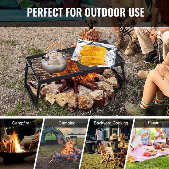 VEVOR BBQ Gills Houtskoolgrill Opvouwbare Grill Tafelgrill 570 X 285 X 230 Mm, 6 Kg Belastbare Draagbare Reisgrill Outdoor Campinggrill 300 ℃, Grillrooster + Grillplaat voor Tuinfeesten, Picknicks, Terras van Merkloos — afbeelding 2