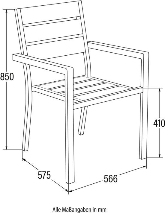 Home Deluxe Gartenstuhl Madera Stapelbar - Anthrazit Aluminium 150kg Belastbar