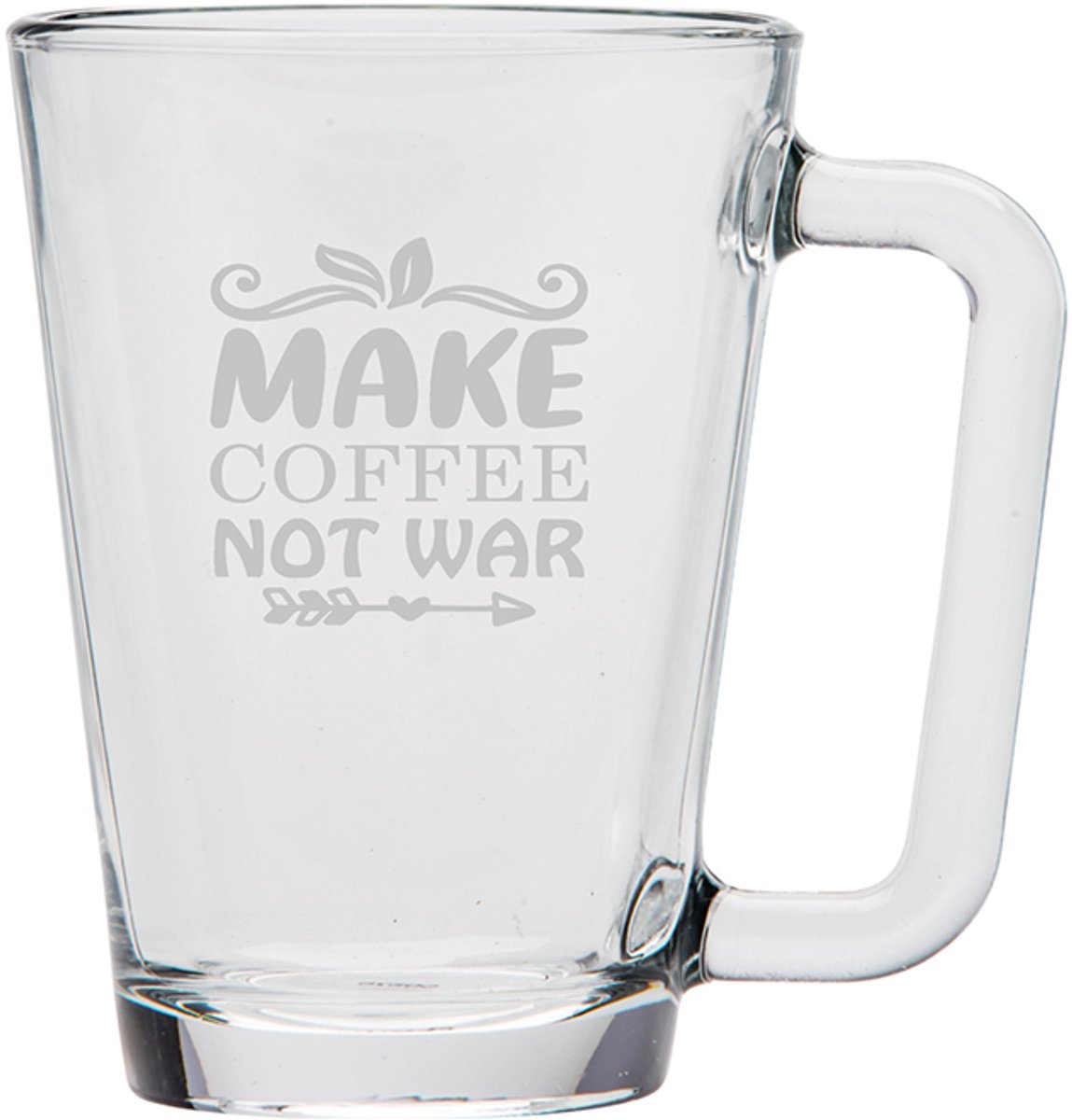 Gegraveerde Koffieglas 26cl Make coffee not war