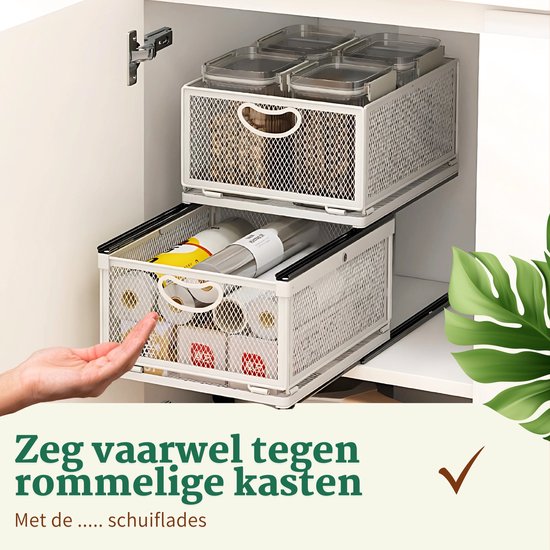 Tiroir coulissant sans perçage | Tiroir sans perçage | Organisateur pour évier | Rangement pour sièges-auto de Cuisine | Organisateur de comptoir | Étagère à épices | Organisateur d'évier