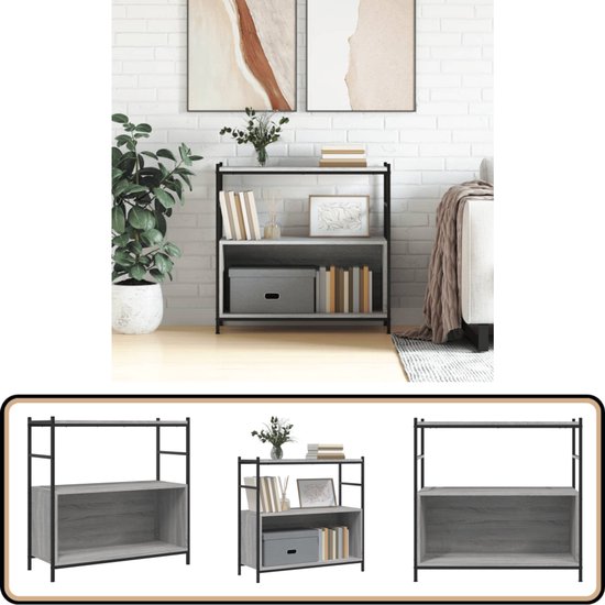 Boekenrek 78,5x33x117,5 cm bewerkt hout grijs sonoma eikenkleur kopen