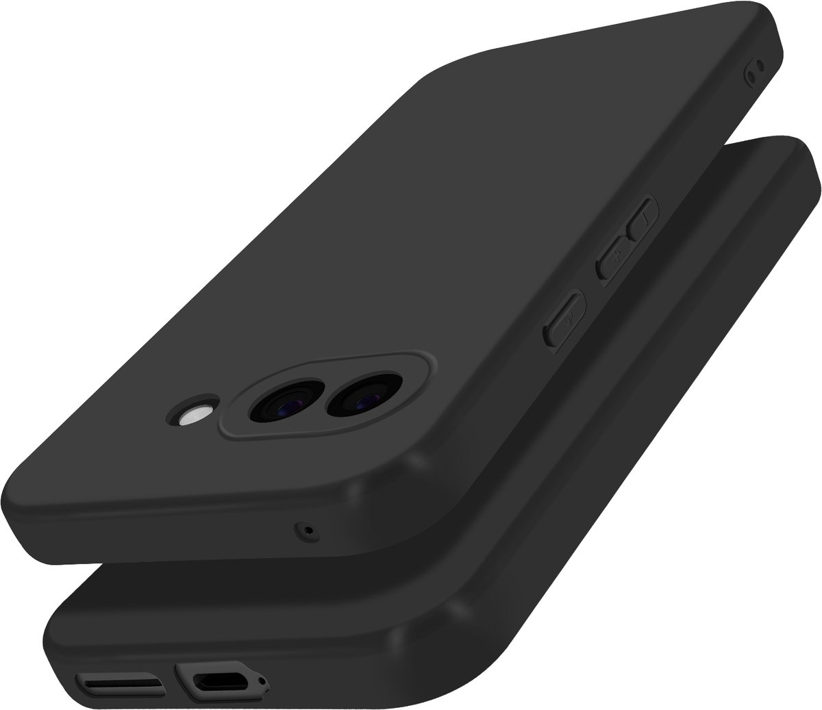 Avizar Hoes Geschikt voor Google Pixel 9a Silicone Zacht Mat, Zwart