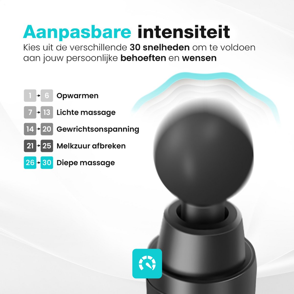 Afbeelding 2 van Revolt - Massage Gun - 30 Verschillende Snelheden - 6 Opzetstukken - Luxe Opbergkoffer - Massage Apparaat Professoineel - Massage Pistool - Deep Tissue - Voor Spierherstel & Blessures - Hoge Amplitude