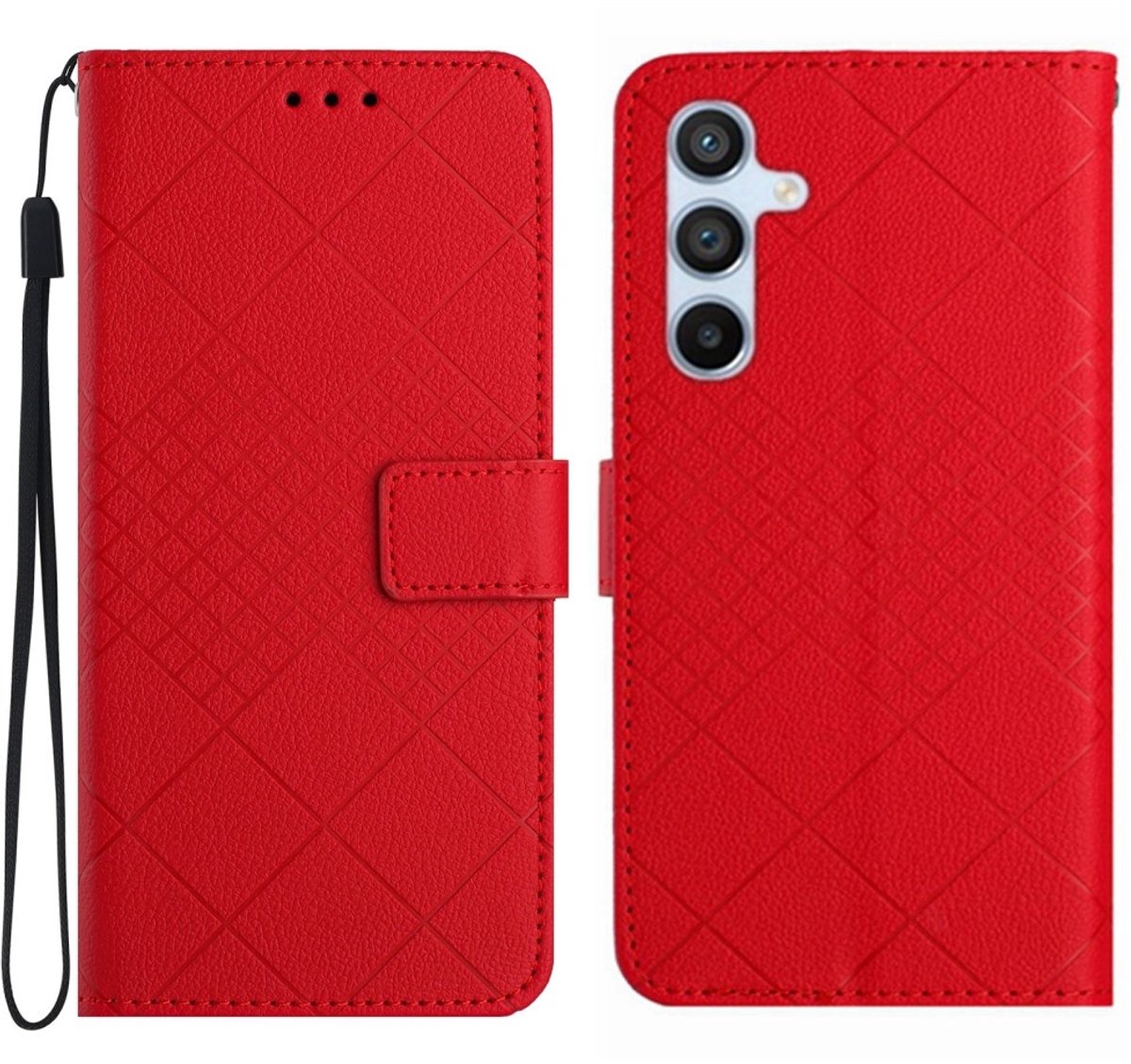 Coverup Hoesje - Geschikt voor Samsung Galaxy A37 / A36 Hoesje - Coverup Rhombus Book Case - Rood