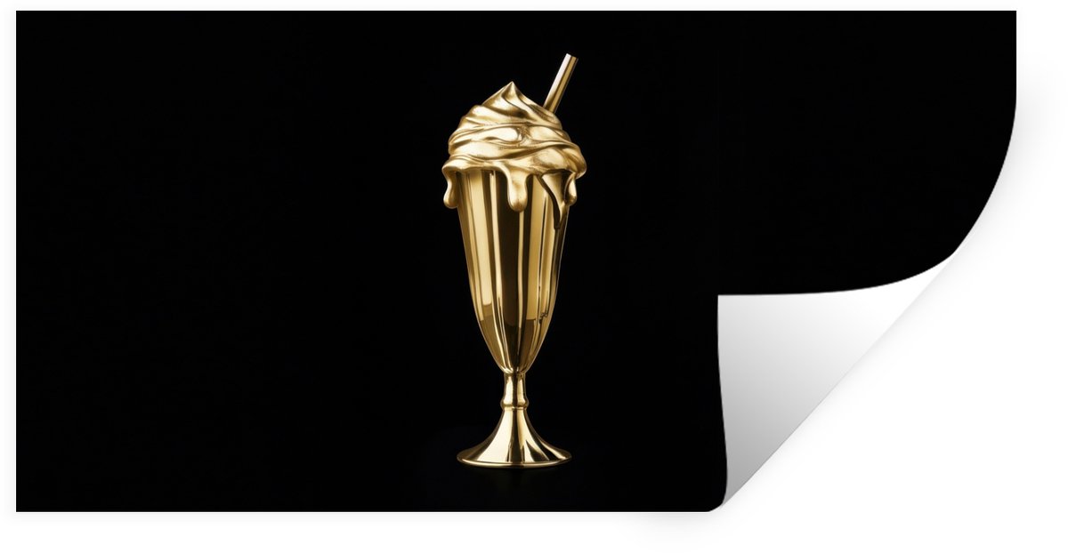 Muurstickers - Sticker Folie - Milkshake - Goud - Drinken - Zwart - 160x80 cm - Plakfolie 
