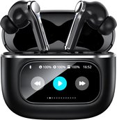 Soundtrex Display Draadloze Oordopjes - Bluetooth Oordopjes – Oortjes draadloos - Active Noise Cancelling - LED Display - Bluetooth 5.3 – Zwart