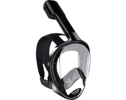 Vertrex Snorkelmasker L/XL – Volwassenen – Snorkel – Snorkelset – Duikmasker Full Face – Zwart – Verstelbaar – 180° Kijkhoek