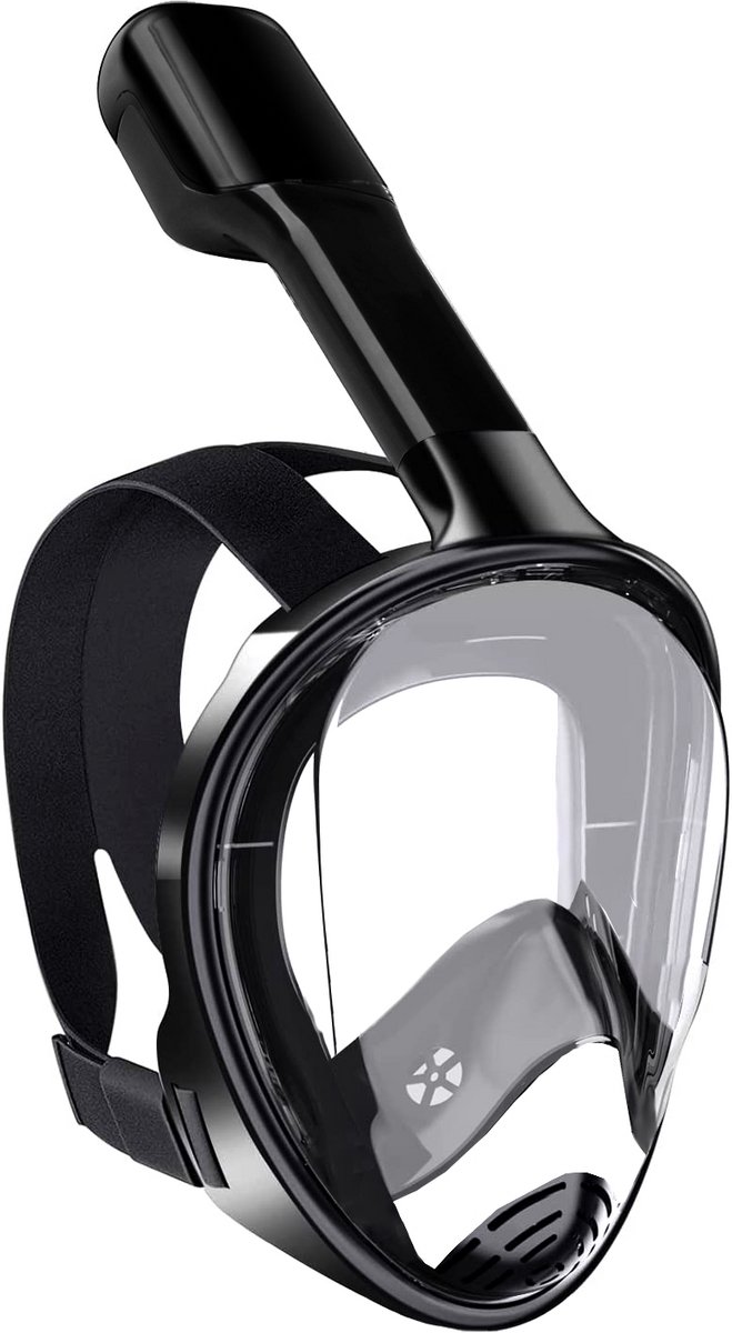 Vertrex Snorkelmasker L/XL – Volwassenen – Snorkel – Snorkelset – Duikmasker Full Face – Zwart – Verstelbaar – 180° Kijkhoek