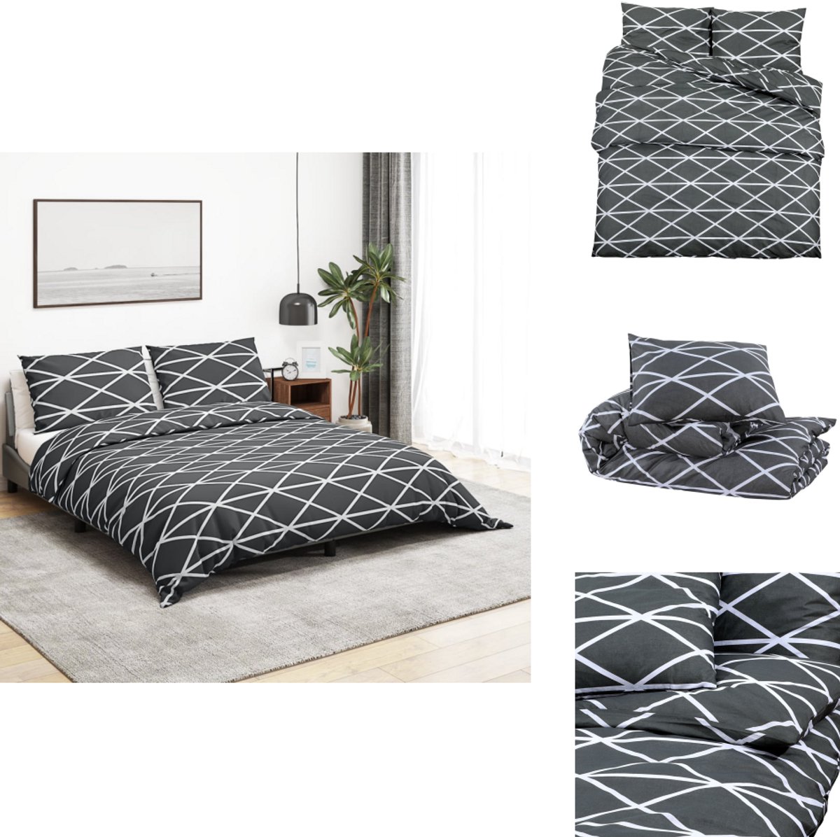 vidaXL Dekbed - Dekbedden - Dekbedovertrek - Overtrek - Dekbedovertrekset 220x240 cm katoen grijs