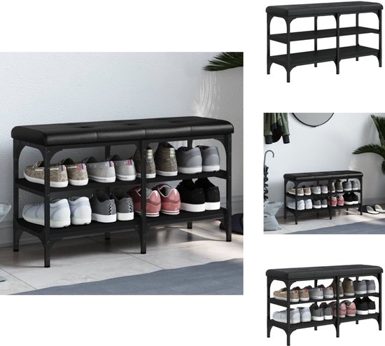 vidaXL Schoenenbank 82x32x50 cm bewerkt hout grijs sonoma eikenkleurig, halbankje, bankje, schoenenbank, opbergbankje, bankje met opbergruimte