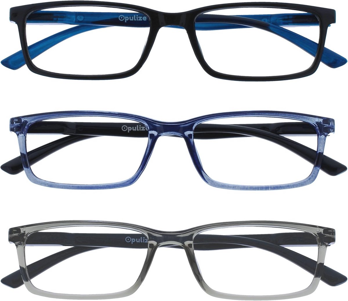 Blauw Licht Blokkerende Leesbril - 3 Stuks, Computerbril voor Mannen en Vrouwen - Ontspiegeld, Verkrijgbaar in Zwart, Blauw en Grijs