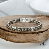 Leerella Vergulde RVS Armband – Zilverkleur 21 cm – Unisex – 6mm Breed – Tijdloos Cadeau voor Elke Gelegenheid