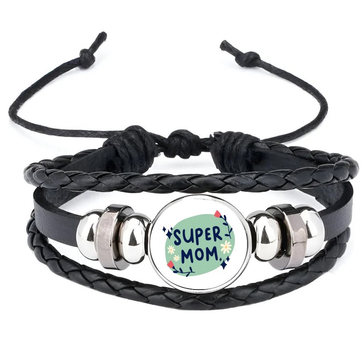 Akyol - super mom armband zwart - Moeder - mama - moederdag - cadeau - verjaardag - kado